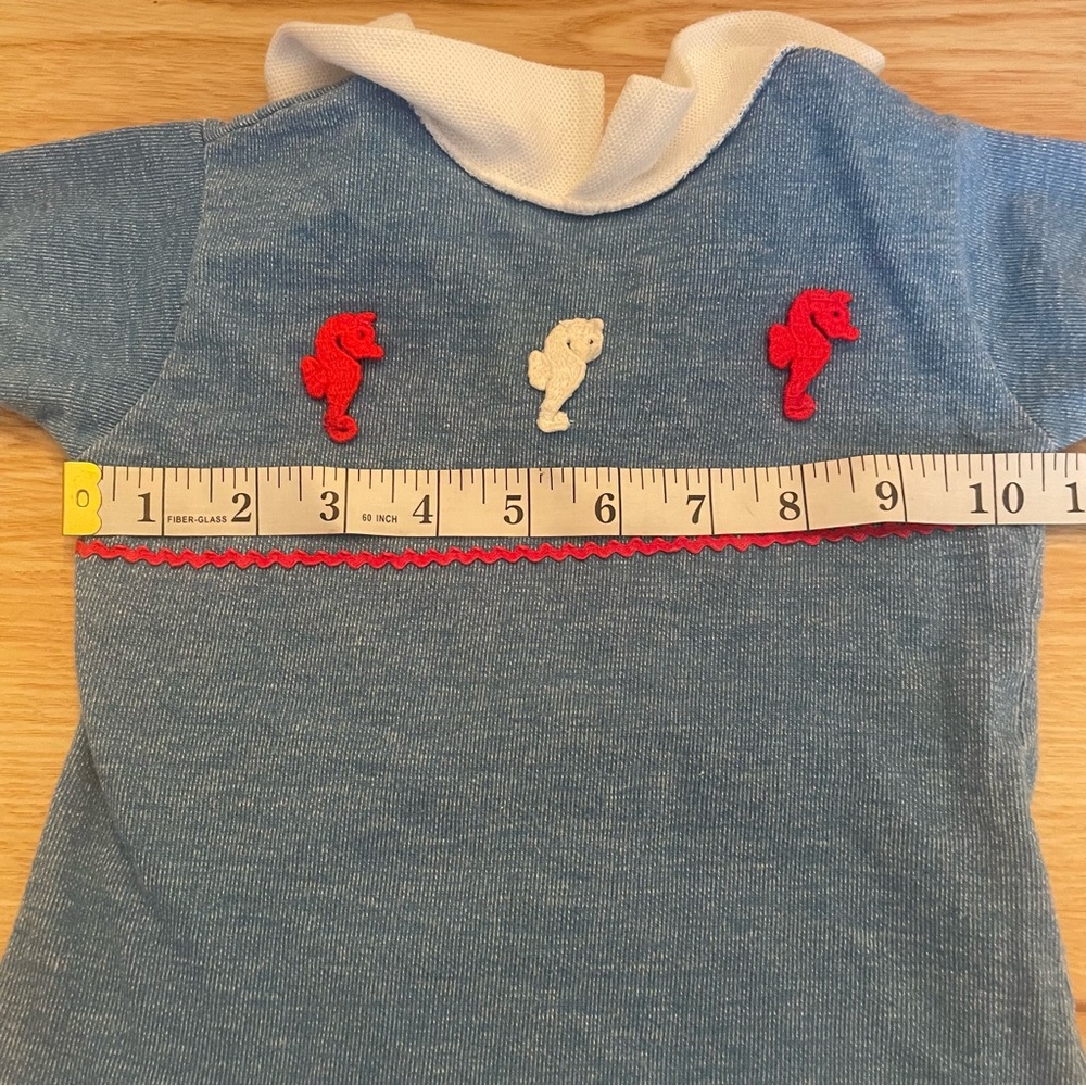 Vintage Babygro By Gerber One Piece Blue Nautical Seahorses  Size 18-27lbs - Picture 11 of 12